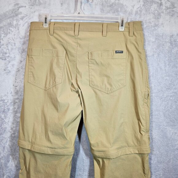 Eddie Bauer Travex zip off Pants Mens 38x30 Beige Nylon Outdoor Hiking Stretch - Picture 4 of 14